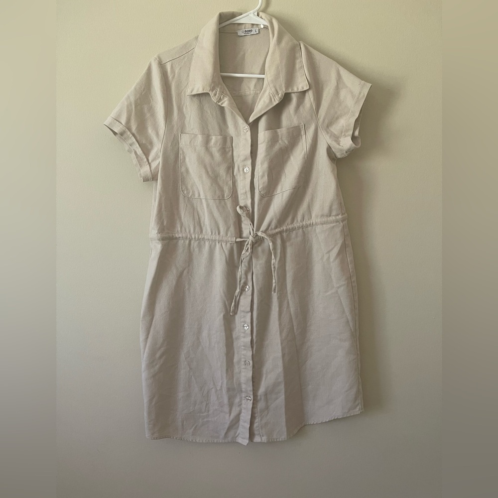 Ci Sono Beige Midi Dress